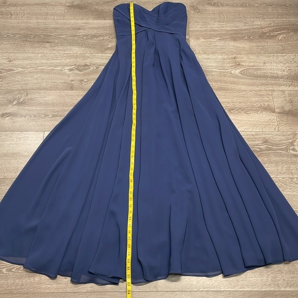 NWOT Allure Bridals Bridesmaid Formal 1221 Dress Navy Chiffon Ruched Strapless 4 - Picture 10 of 16